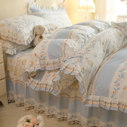 1pc Pure Cotton Duvet Cover Ruffles Quilt Cover Queen Size Comforter Cover Skin-friendly Bedding funda nordica (No Pillowcase)