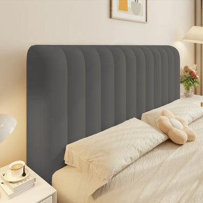 Solid Color Quilted Bed Headboard Cover All-inclusive Thicken Velvet Head Cover for Curvy Anti-dirt Bed Backrest Cover