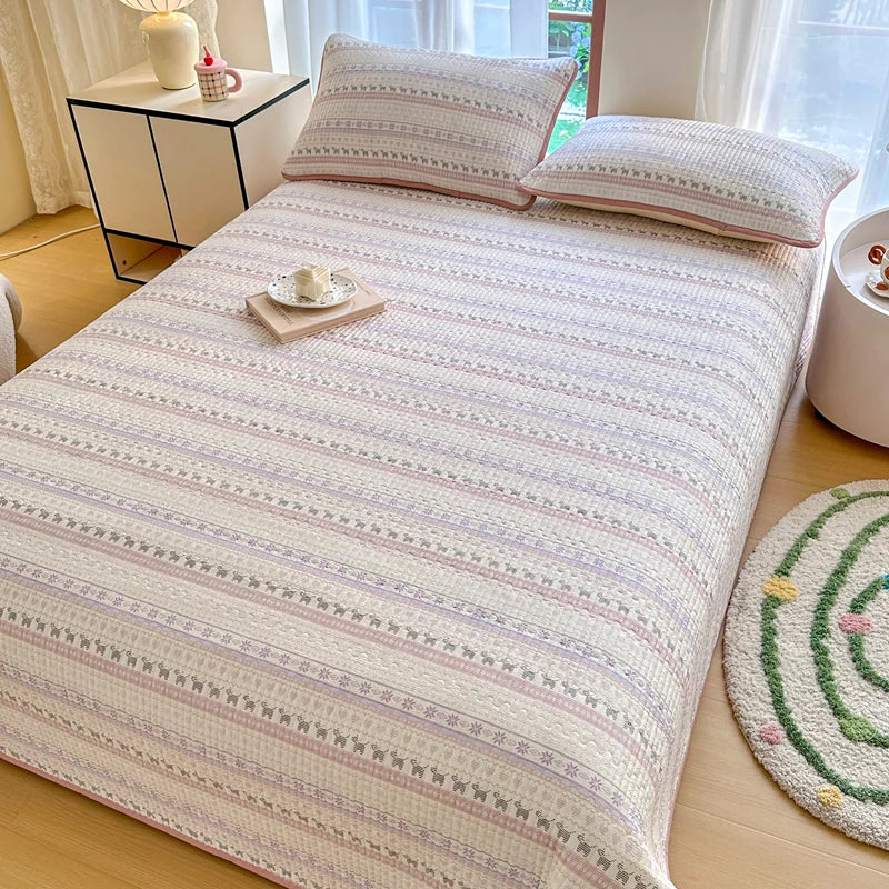 Bonenjoy 1pc Bedspread 100% Cotton Bed Cover Quilted Bed Linen Skin-friendly Bedsheet покрывало на кровать (No Pillowcase)