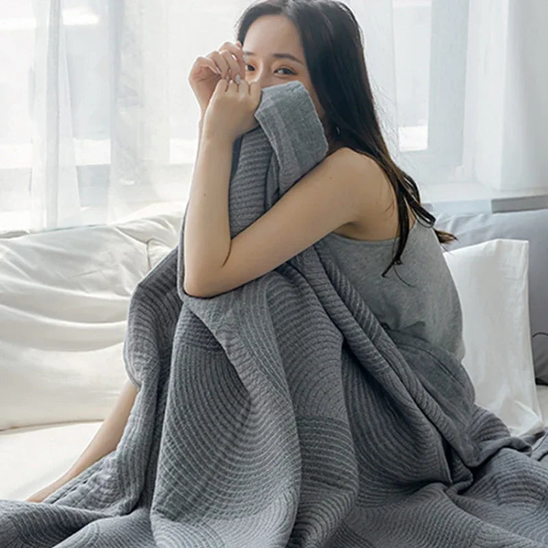Double Bedspreads Cotton Quilt Summer Muslin Throw Blankets For the Beds Sofa Cover Blanket Decorative Bedding Linen 200*230cm