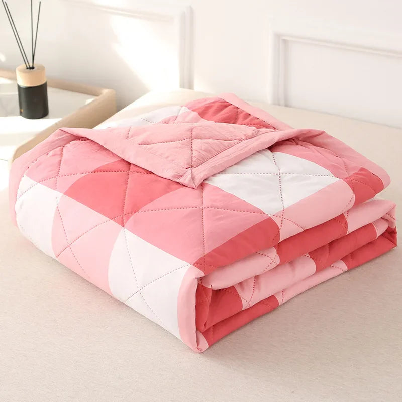 Quilt Washed Cotton Air Condition Thin Comforter Blanket Bedspread for Single Double Queen King Bed Coverlet Plaid Summer