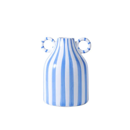Nordic Ins Style Striped Double Ear Ceramic Vase Hydroponic Flower Planter Ornament