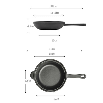 Cast Iron Pan with Skillet Lid BBQ heating fast Nonstick Stovetop Heavy Duty Soup Pot Frying Pan Stewpot for camping