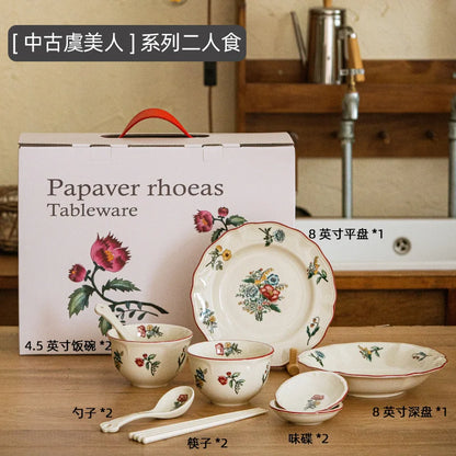 Vintage ceramic tableware, household rice bowls, plates, Western cuisine plates