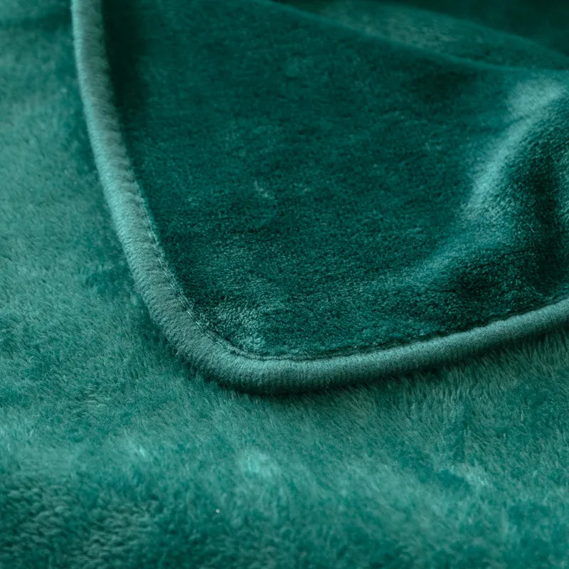 Dark Green Flannel Fleece Blanket Plush Summer Quilt 200*230cm Bed Sheet Bedspread For Spring Winter Autumn Adult Home Bedding