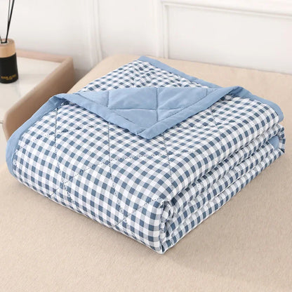Quilt Washed Cotton Air Condition Thin Comforter Blanket Bedspread for Single Double Queen King Bed Coverlet Plaid Summer
