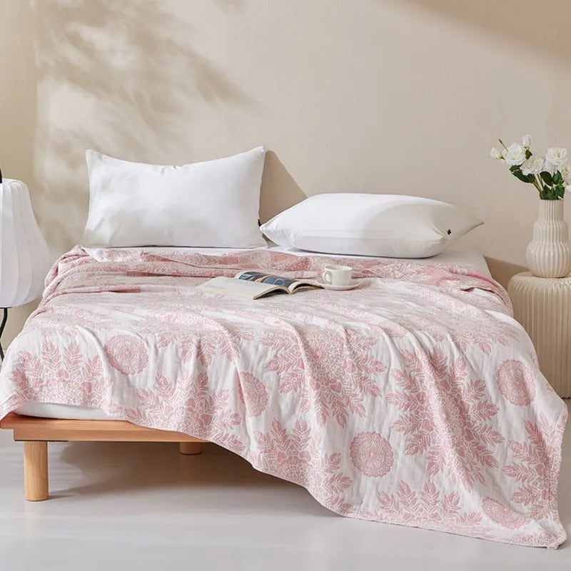 Cotton Gauze Blankets Muslin Bedspread for Bed Summer Double Couple Towel Quilts King Size Bed Covers Plaid Blankets Bed Sheet