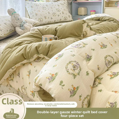 A-Class Double-Layer Thiened Warmth Blanket Core for Renting Houses Spring Autumn Winter Use Home Bedroom Dormi Four-Pi...