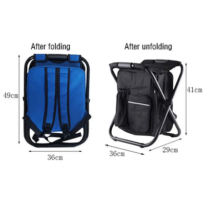 Outdoor Folding Portable Stool with Insulated Cooler Bag Dual-shoulder Straps for Camping Hiking Fishing Camping Sketching Seat