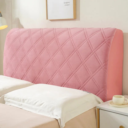 Solid Color Quilted Bed Headboard Cover All-inclusive Thicken Velvet Head Cover for Curvy Anti-dirt Bed Backrest Cover