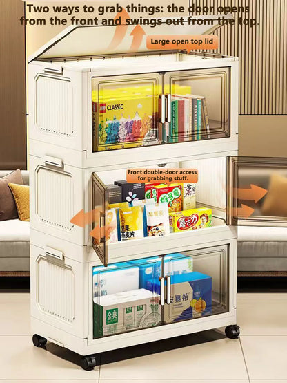 Multi-specification Large Capacity Storage Cabinet with Open Door Multifunction Foldable Closet Organizer Sundries Cabinet