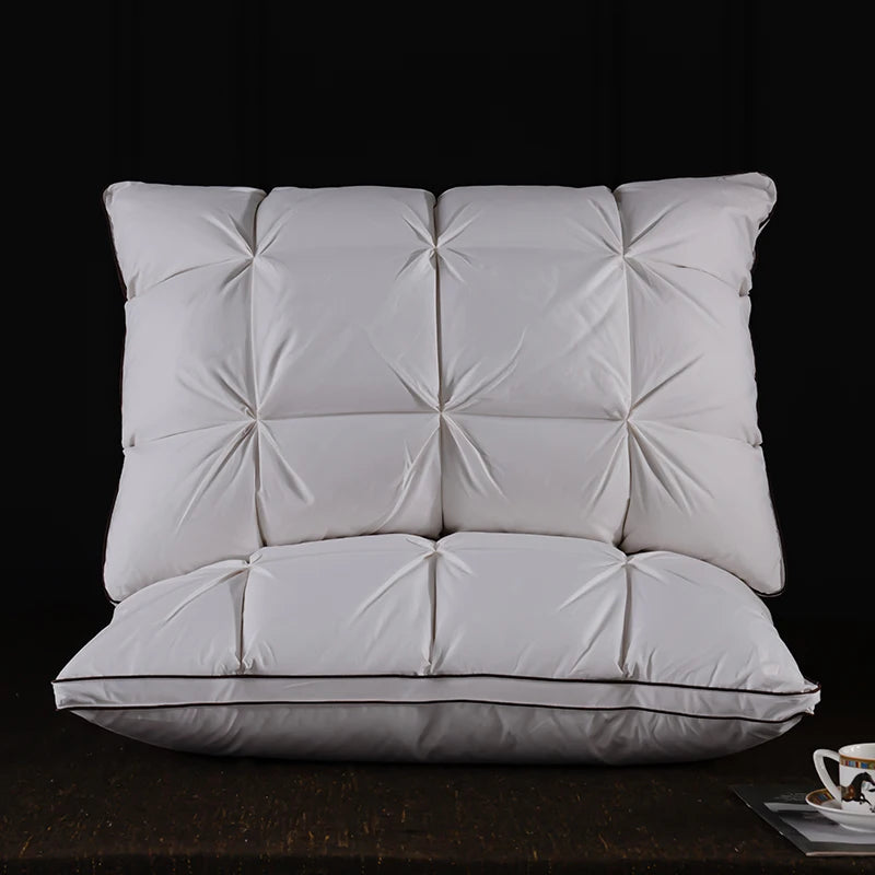 Luxury 3D Bread White Goose Down Feather Pillows for Sleeping Body Neck Protection Bed Pillows Soft Comfort 100% Cotton Cover