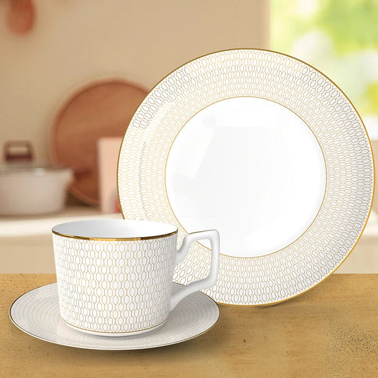 New Bone China Dinner Plates Luxury Gilded Lace Ceramic Tableware Set Feast Porcelain Western Plate Cake Dish Home Decor