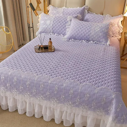 WASART Quilted thicken white bed sheet summer bedspread couple 2 people bed linens luxury double bed bedding king size 180x200cm