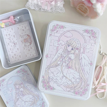 Iron Storage Box Cute Cartoon Girl Desktop Sundry Storager Organizer Kawaii Jewelry Box Pink Floral Container Home Decor
