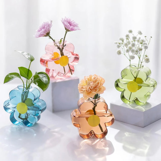 Creative Minimalist Colorful Flower Vases Hydroponic Glass Vases Flower Arrangements Dining Table Room Office Decorations