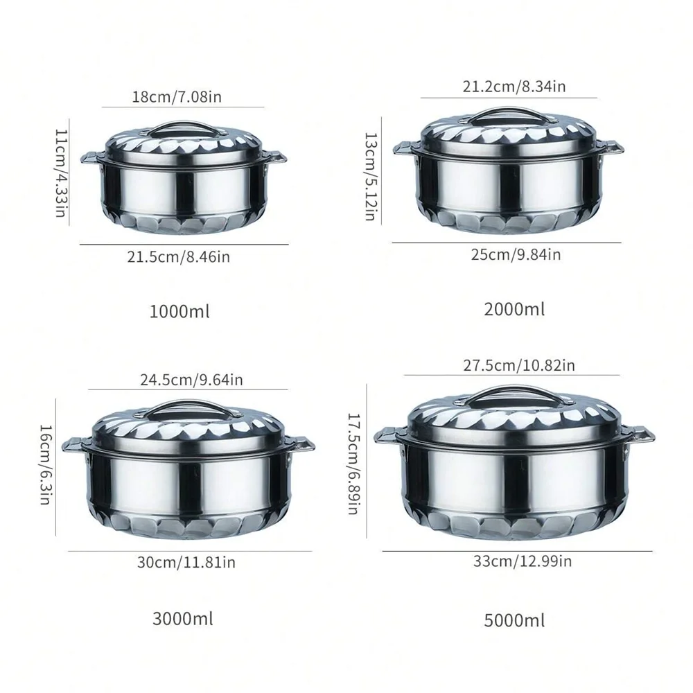 Lily double-layer insulated pot, made of stainless steel, four-piece set, different sizes, for home kitchen and dining table