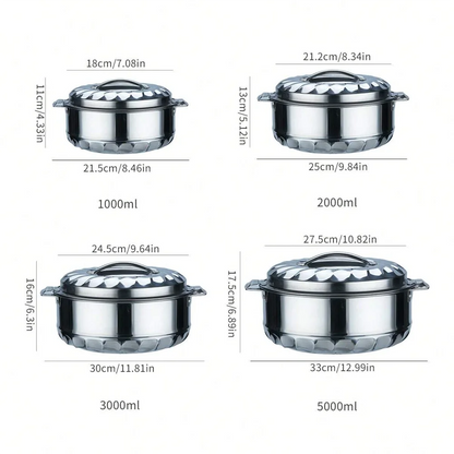 Lily double-layer insulated pot, made of stainless steel, four-piece set, different sizes, for home kitchen and dining table