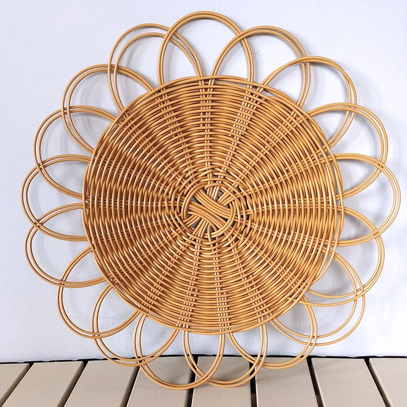 Bohemian Imitation Vine Wall Hanging Pendant Hand Woven Flower Shape Ornaments Crafts Room Living Room Background Wall Decor