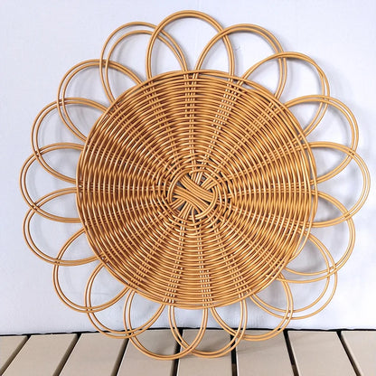 Bohemian Imitation Vine Wall Hanging Pendant Hand Woven Flower Shape Ornaments Crafts Room Living Room Background Wall Decor