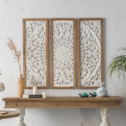 Unique handmade home decoration antique white wood wall panel project mixed engraving wood wedding art square wood wall decorati