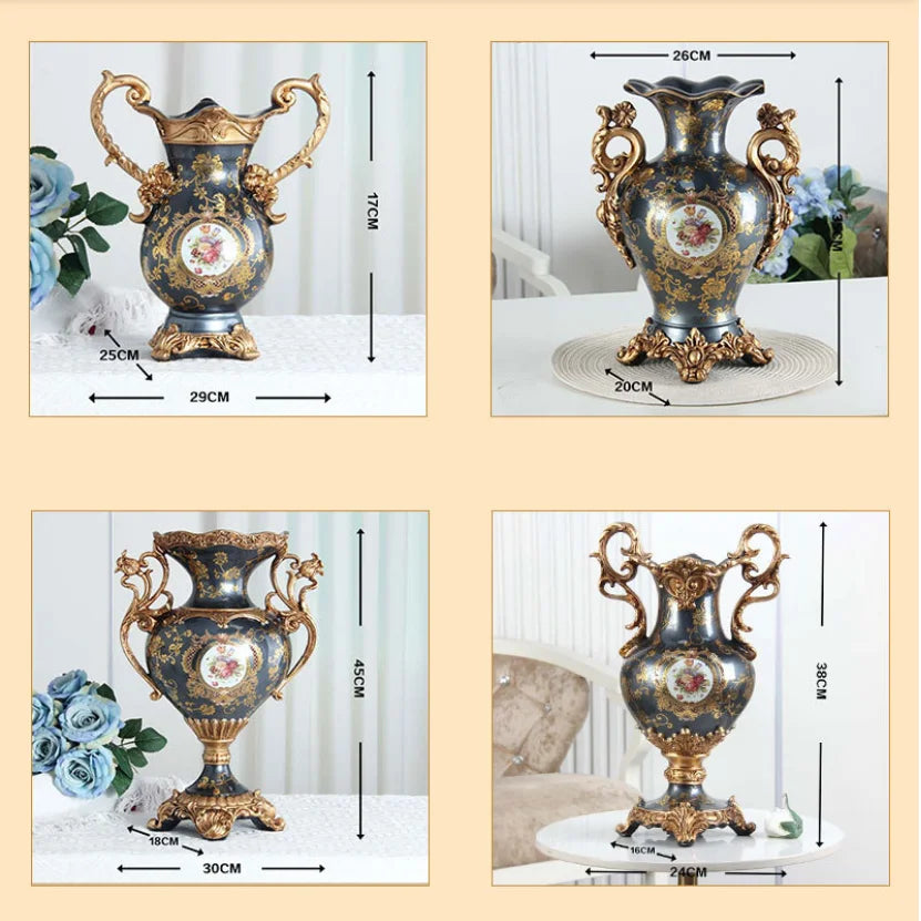 European luxury double ear vase, home living room foyer desktop decoration, handicrafts and decorations
