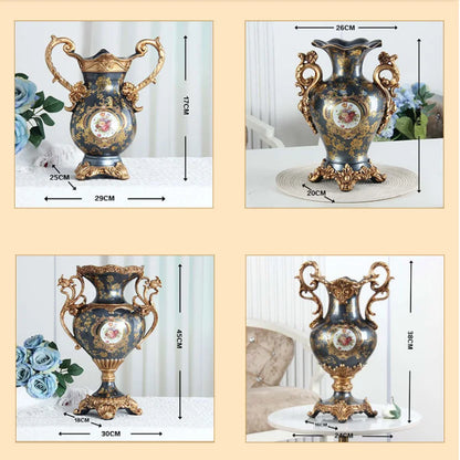 European luxury double ear vase, home living room foyer desktop decoration, handicrafts and decorations