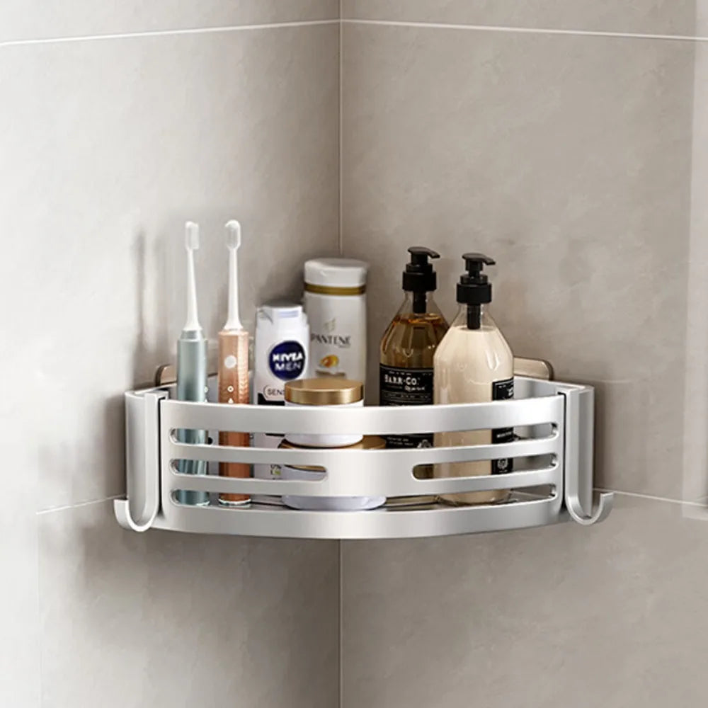Elevated Bathroom Storage Rack Triangular Toilet No Drilling Corner Shower Hanging Shelf Wall Mounted Bathroom Accessory