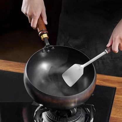 1pcs Iron Pot Big Belly Pot Pure Hand Forged Small Frying Pan Uncoated Iron Pot Non-stick Household Wok ﻿