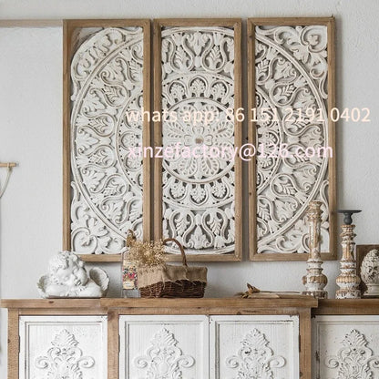Customizable French carved wooden wall pendant, background wall decoration of homestay living room, light luxury wedding props