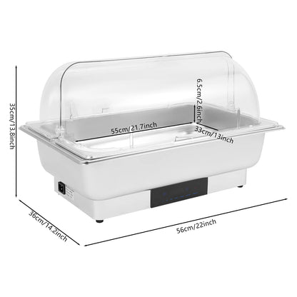 22*14.2*13.8in 600W Single Panel Chafing Dish Buffet Warmer Set Stainless Steel Food Warming Container with 4.92ft Power Cord