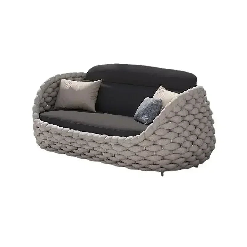 Outdoor Patio Sofa Set Wicker Garden Loveseat Cushioned Rattan Furniture Backyard Porch Seating All Weather Durable