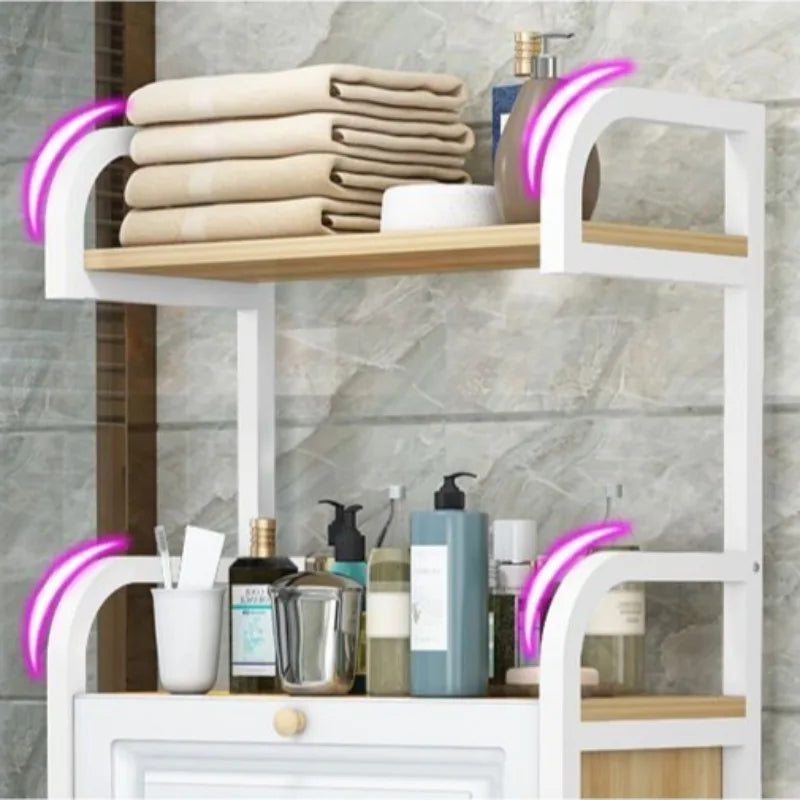 Toilet Storage Rack Stand Organizer Rack Aesthetic Bathroom Shelf Multifunctional Floor Shelves with Drawer Bathroom Accessories