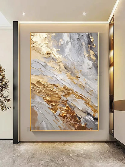Large Size Contemporary Hand-painted Abstract Picture Golden Foil Oil Paintings On Canvas Bedroom Home Decoration Unframed