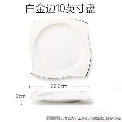 Advanced Bone Porcelain Tableware Square Dinner Plates Dishes High Quality White Ceramic Dinnerware Sets Soup Bowls