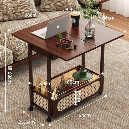 Multi functional movable sofa side cabinet, foldable coffee table, foldable table, household storage cabinet, pulley cabinet