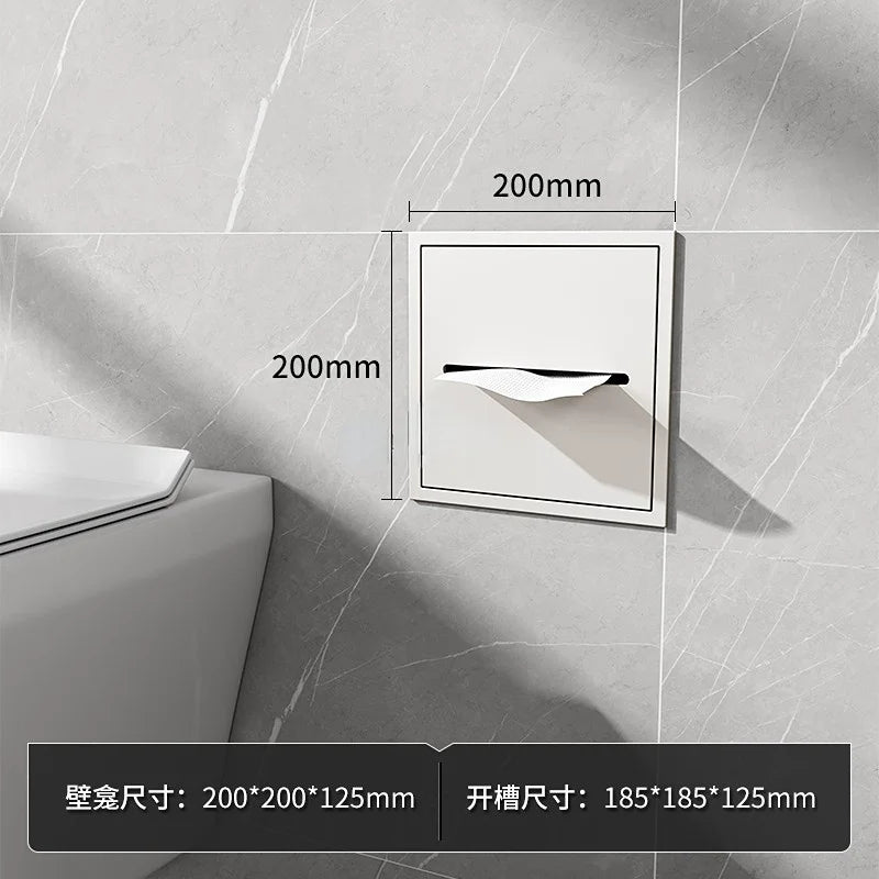 Stainless Steel Recessed Bathroom Storage Cabinet - Wall Niche Tissue Box Toilet Paper Holder Organizer