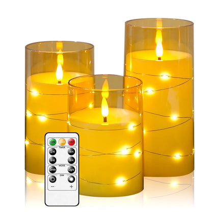 Flickering Flameless Candles Battery Operated Candles LED Candles with Remote Timer for Home Wedding Birthday Decor 3D Flame