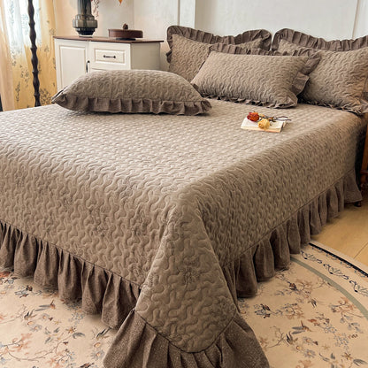 1pc Quilted Bedspread with Ruffles Thickened Flower Printed Bed Cover Queen/King Size Bedspreads colchas y coverlets 침대 패드
