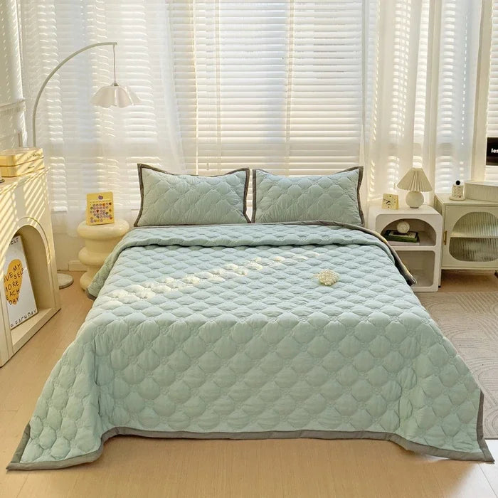 Quilted Bedspread Plaid Style Bed Linen Thickened Bedsheet Home Blanket Skin-friendly Bed Cover (Pillowcase Need Order)