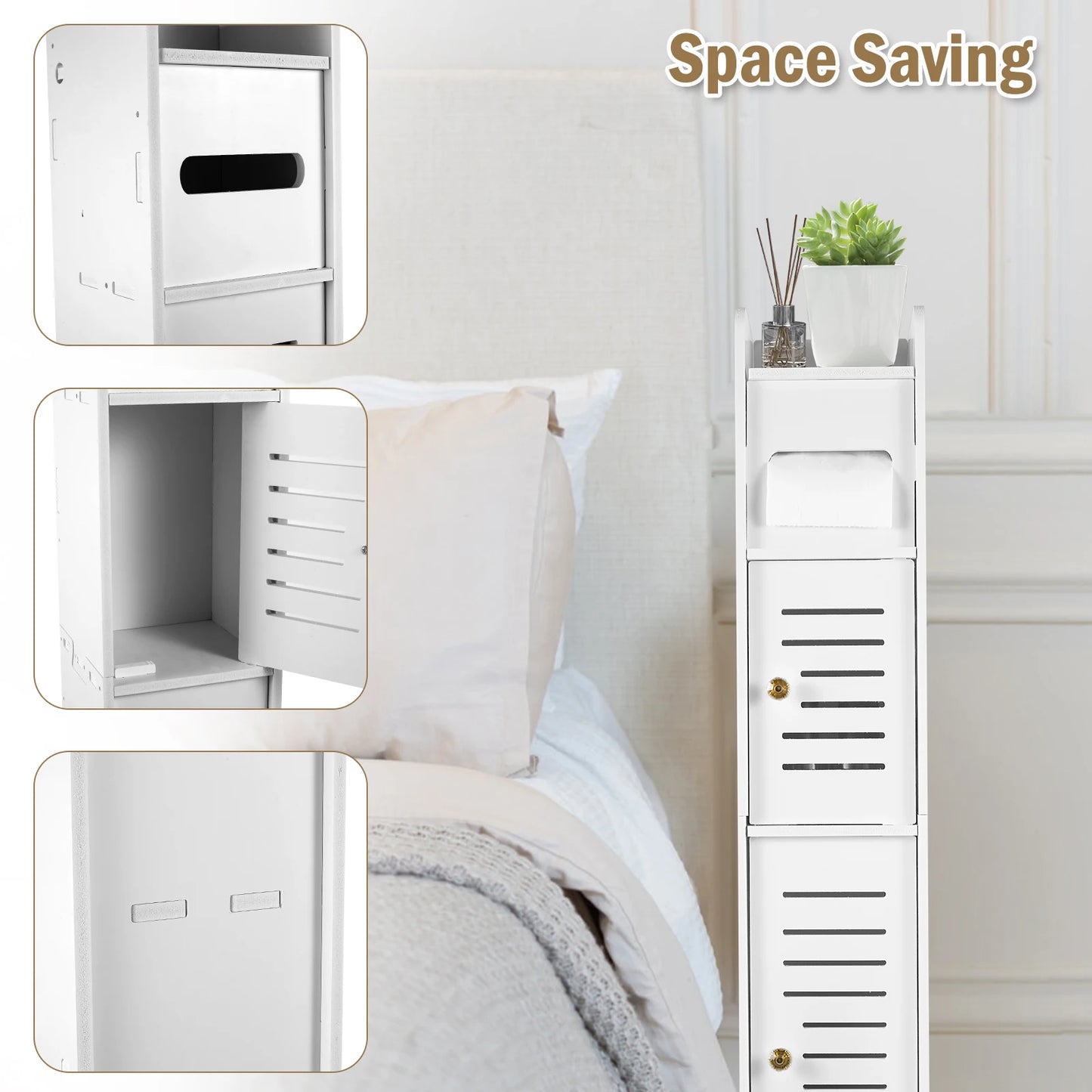 Bathroom Storage Cabinet Floor To Ceiling Toilet Side Shelf Multilayer Storage Cabinet Spacesaving Large Capacity Organize Shelf