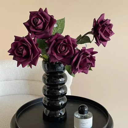 5Pcs/lot High-end Autumn Artificial Rose Real Touch Flowers Wedding Decor Bridal Bouquet Party Floral Moisturizing Rose Flowers