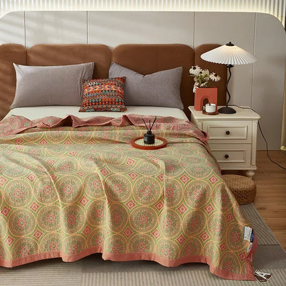 Luxurious Triple-layered 100% Cotton Gauze Blanket for Queen/King Bed, Multi-functional Usage As Summer Quilt or Bedspread