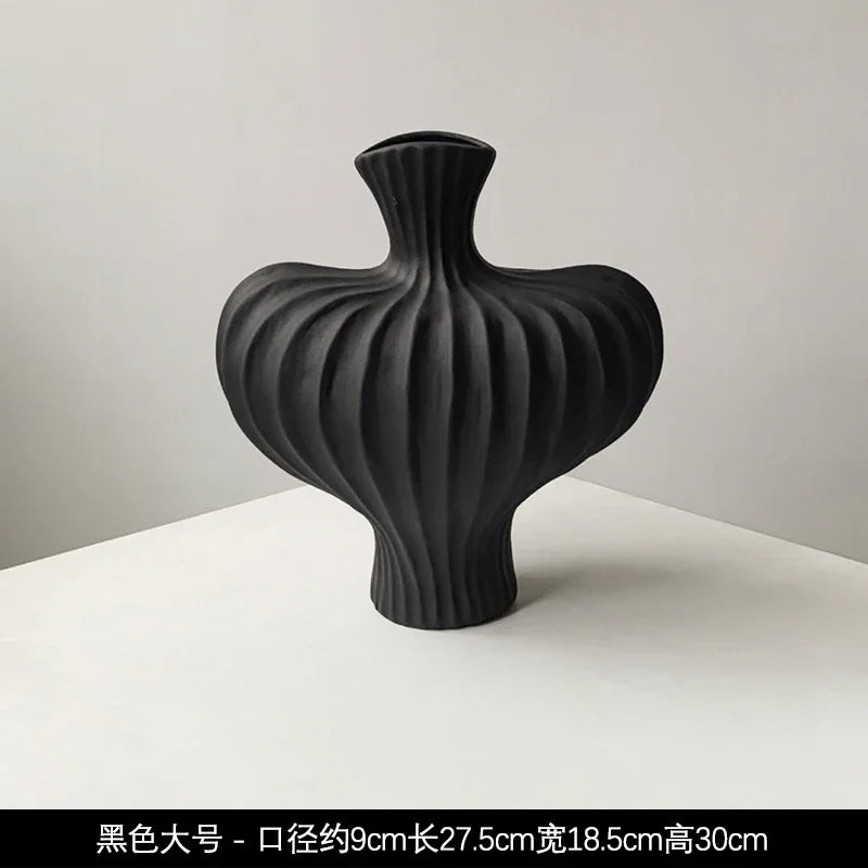 Livetai Wabi-Sabi Handmade Ceramic Vase, Organic Artistic Flower Pot for Living Room, Study & TV Console, Modern Boho Decor