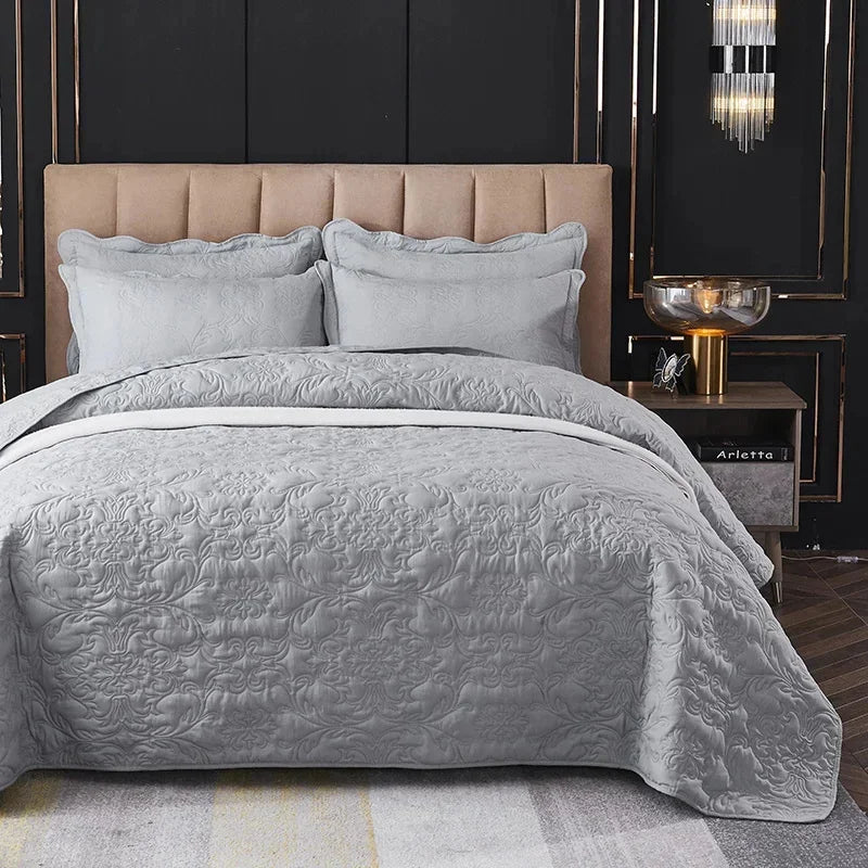 Solid Color Plant Jacquard Bedspread Quilted Bed Covers Bedspread Large Size Coverlet for Bed 220x240/240x250cm
