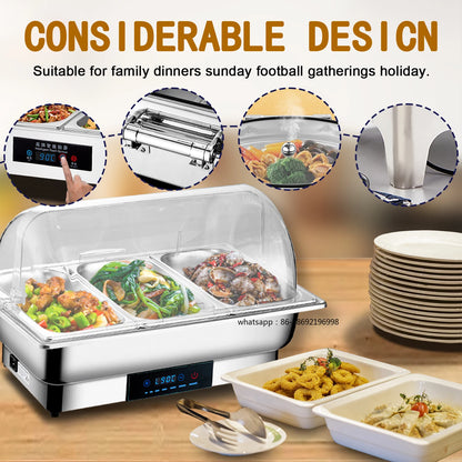YITIAN 201 Stainless Steel PC Cover Buffet Set High Grade Food Warmer 9 Qt Electric Chafing Dish