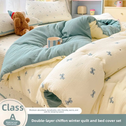 A-Class Double-Layer Thiened Warmth Blanket Core for Renting Houses Spring Autumn Winter Use Home Bedroom Dormi Four-Pi...