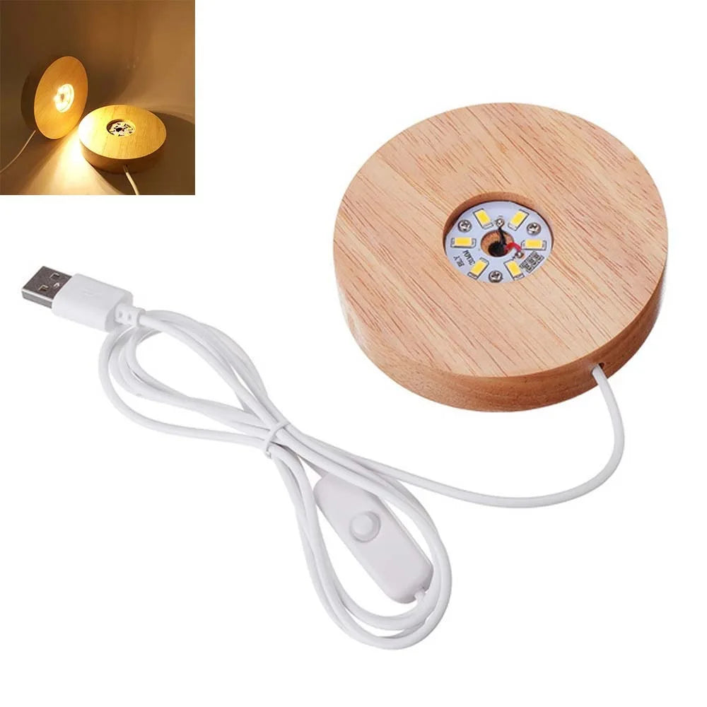 Bohemian Round Lamp Base Solid Wood LED Lamp Holder Display Stand Lamp Stand Base Home Decor