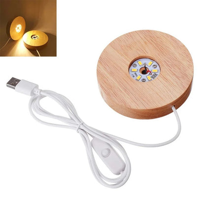 Bohemian Round Lamp Base Solid Wood LED Lamp Holder Display Stand Lamp Stand Base Home Decor