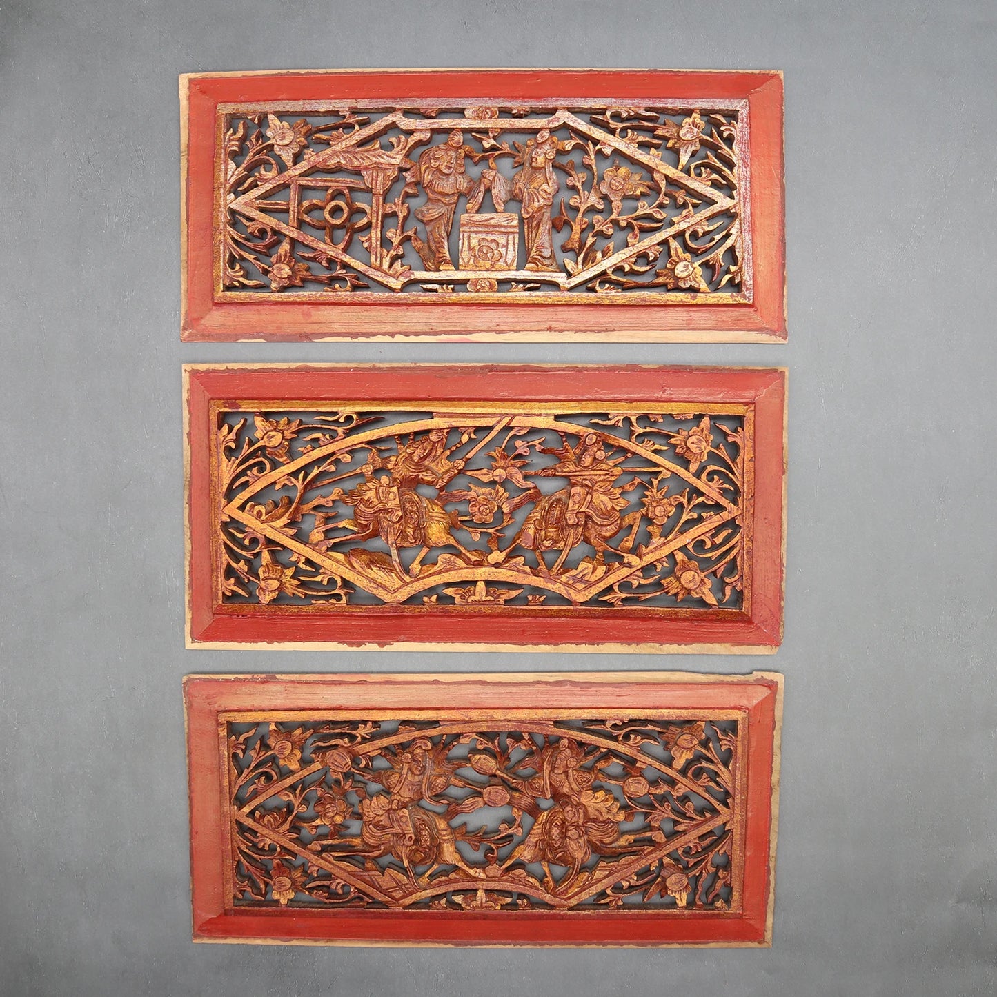 Old Wooden Carving Panels from Canopy bed, Wall Decoration